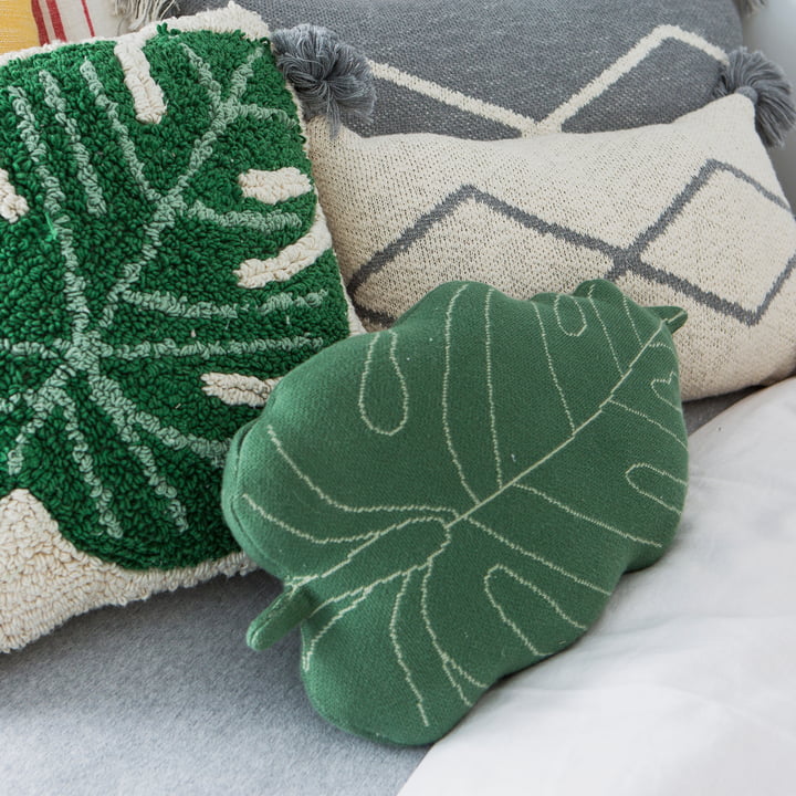 Coussin tricoté Baby Leaf, vert de Lorena Canals