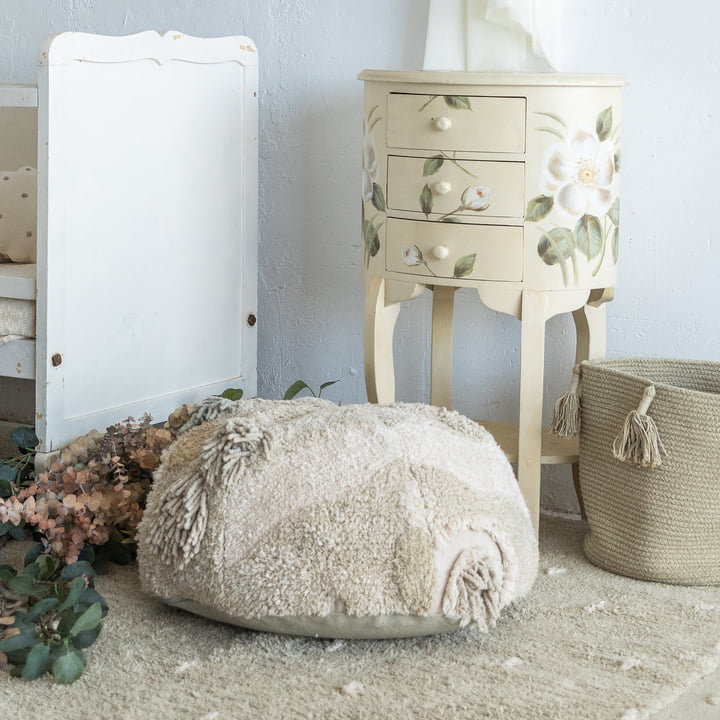 Mossy Rock Pouf, Ø 50 cm, vert / beige de Lorena Canals