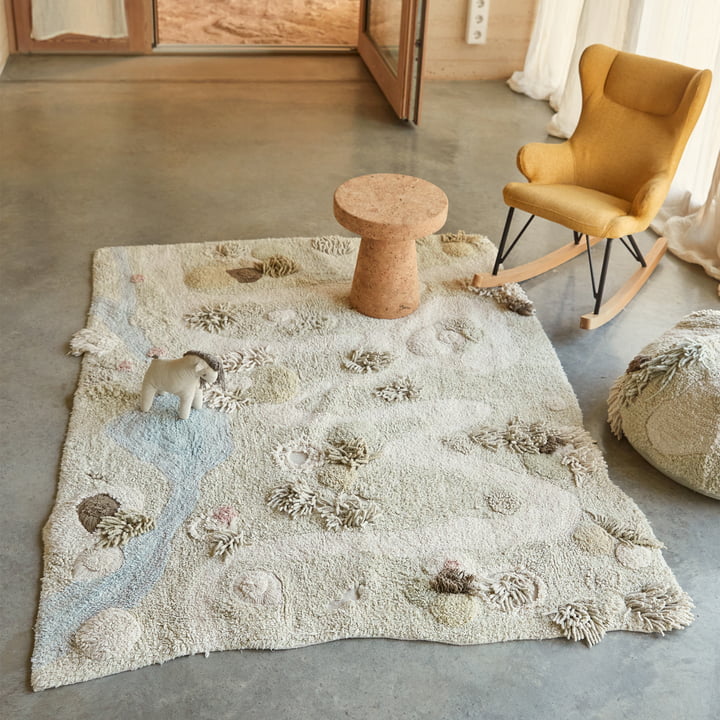 Path of Nature Tapis de jeu, 120 x 160 cm, naturel / vert / rose de Lorena Canals