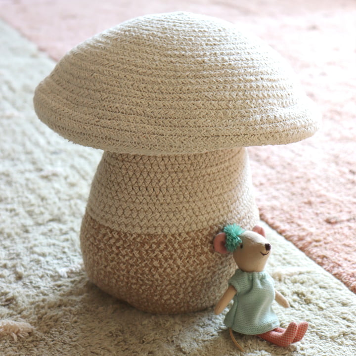 Panier de rangement champignon, bébé, Ø 23 x 27 cm, naturel / beige de Lorena Canals