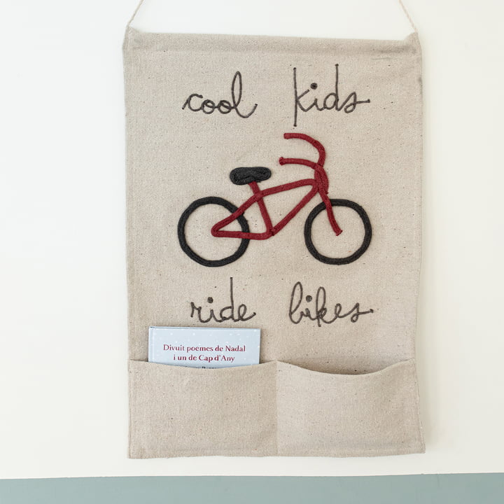 Tapisserie, Cool Kids Ride Bikes, 45 x 70 cm, naturel / rouge de Lorena Canals