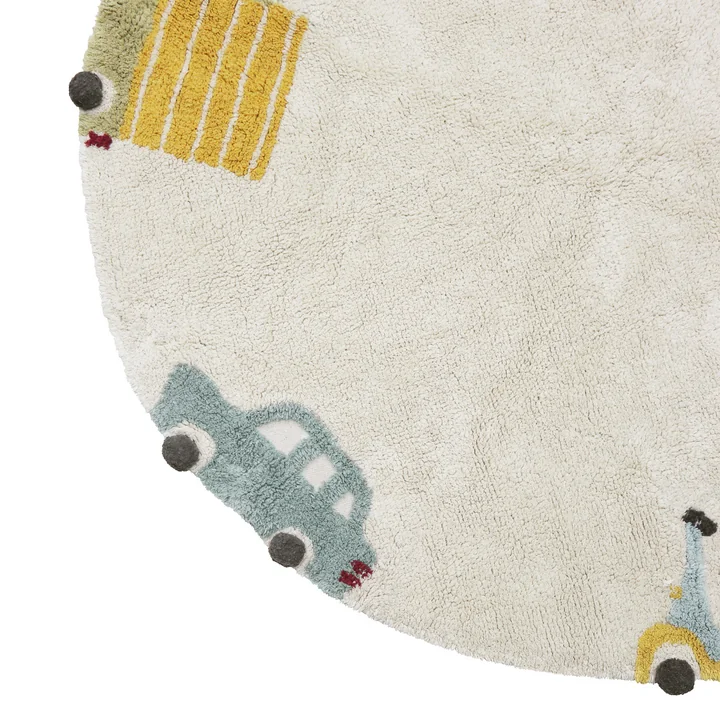 Wheels Tapis, Ø 140 cm, naturel / bleu de Lorena Canals