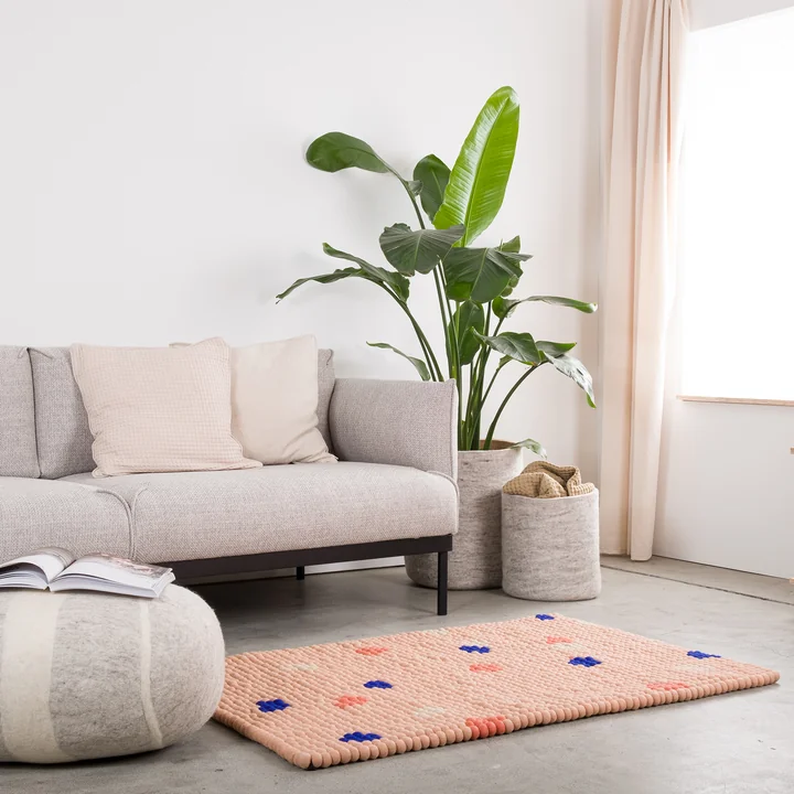 myfelt - Terra Tapis de boules de feutre rectangulaire