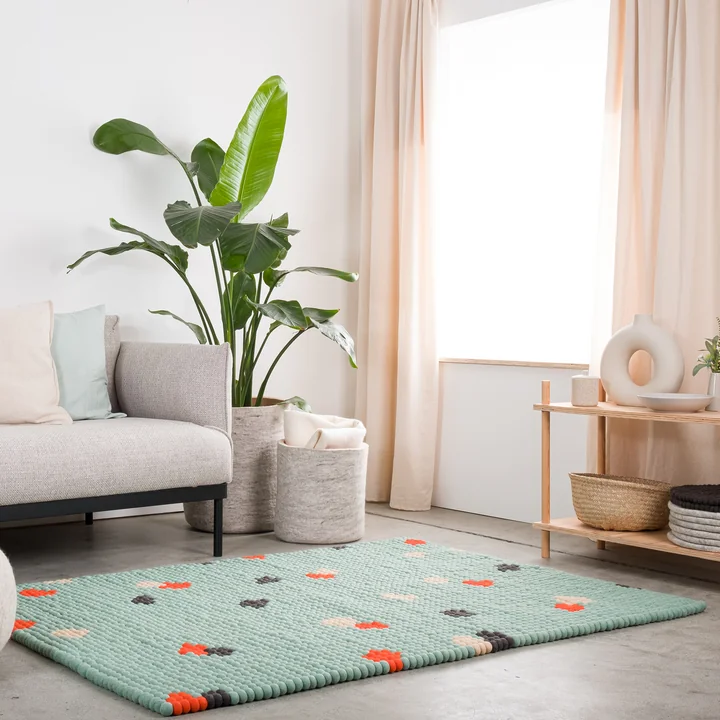 myfelt - Terra Tapis de boules de feutre rectangulaire