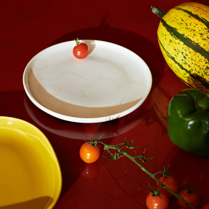 Oiva Unikko Assiette Ø 20 cm, blanc / blanc cassé de Marimekko