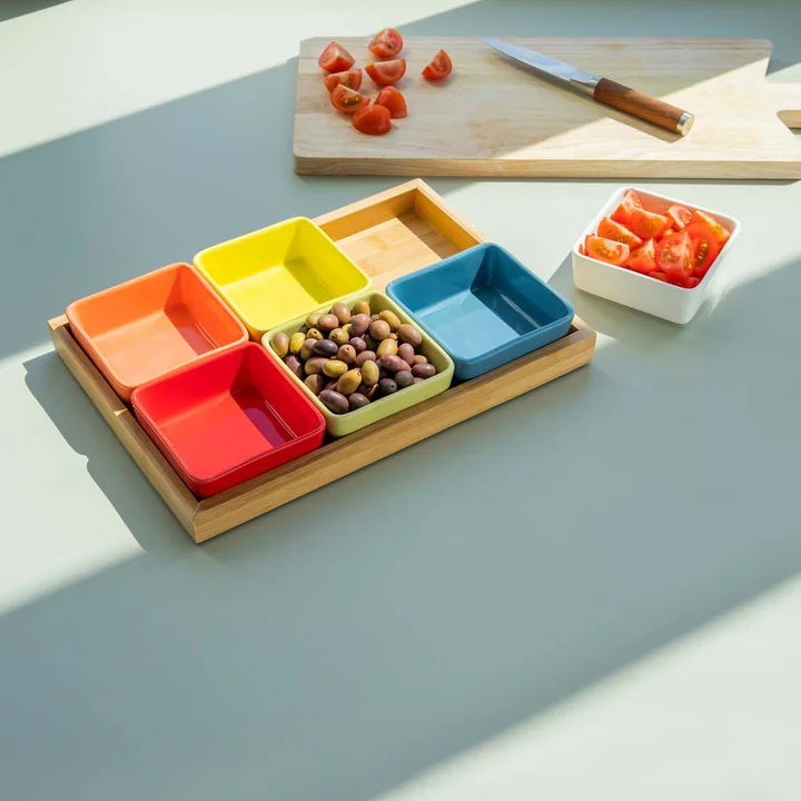 Set de coupes avec plateau en bois de Remember