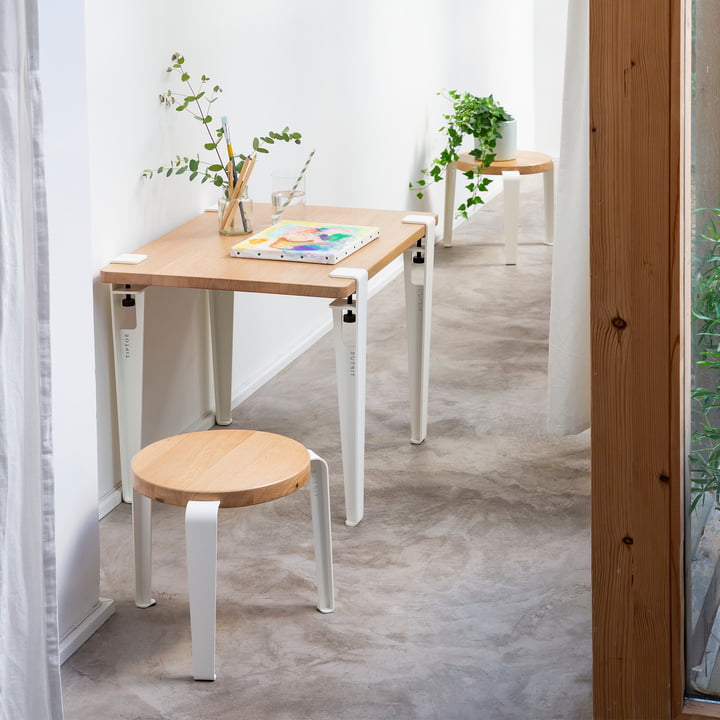 Bureau pour enfant, chêne massif, blanc nuage de TipToe