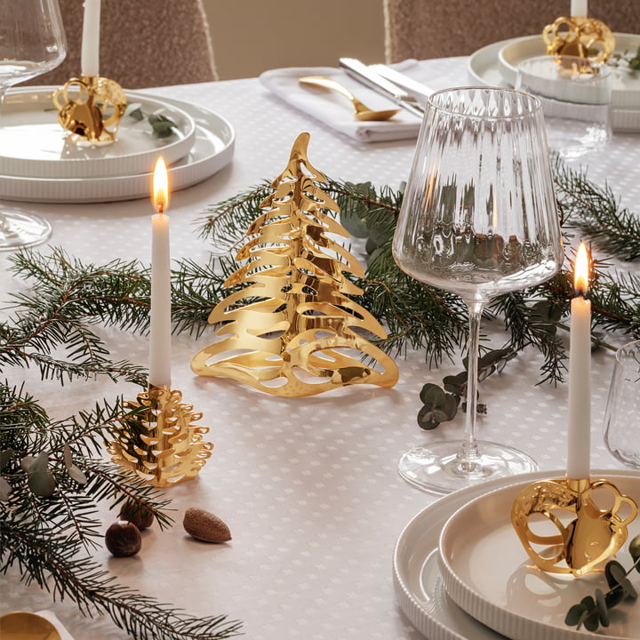 Sapin de Noël de table, moyen, doré de Georg Jensen