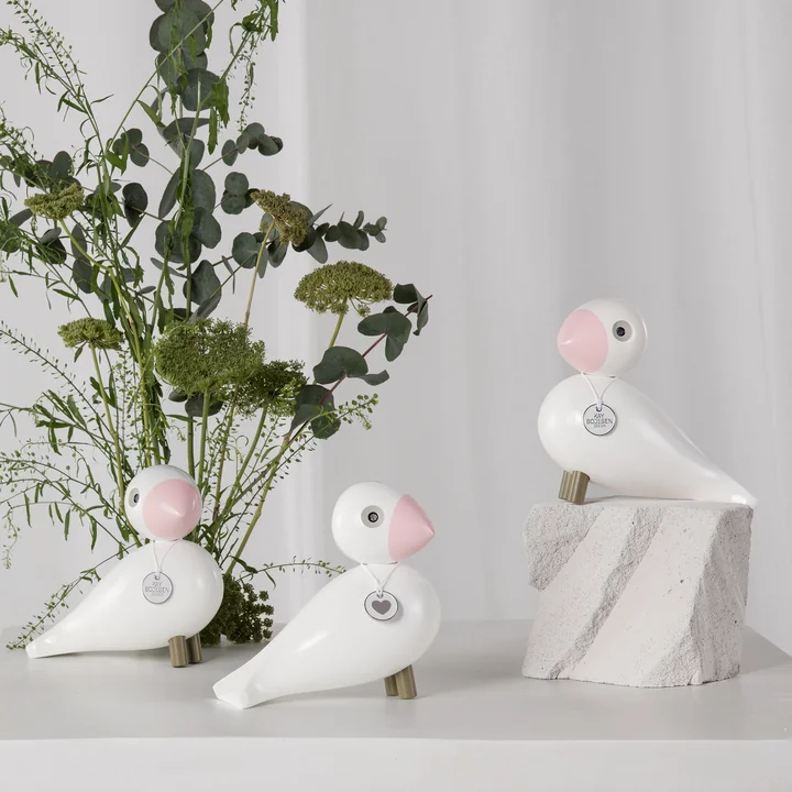 Oiseau chanteur Love Charity de Kay Bojesen dans la version blanche / rose