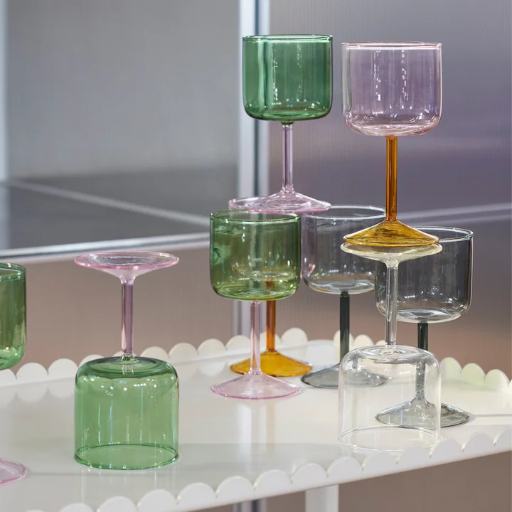 Tint Verre à vin de HAY dans la version verte / rose (set de 2)
