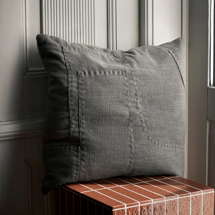 Ferm Living - Darn Coussin, 50 x 50 cm, bleu-gris