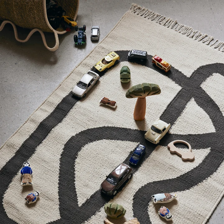 Ferm Living - Lane Tapis, 70 x 105 cm, blanc cassé / chocolat