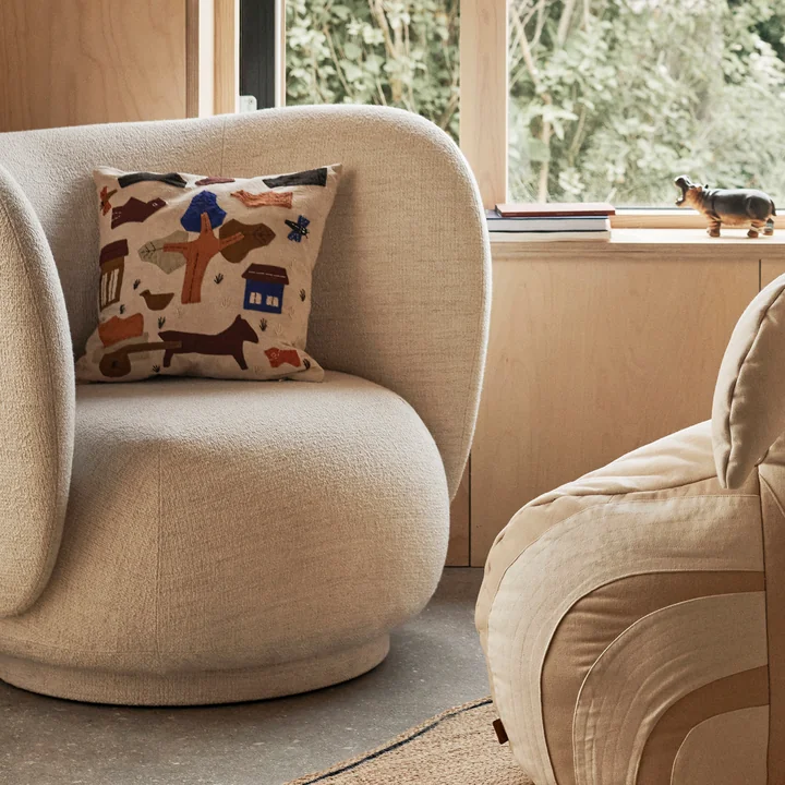 Ferm Living - Village Coussin, 40 x 40 cm, blanc cassé