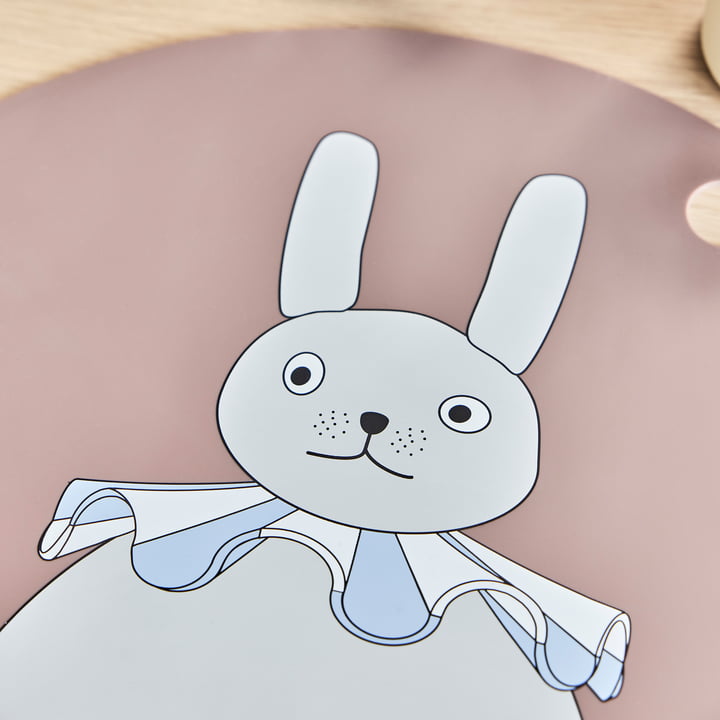 OYOY - Set de table PomPom, lapin, ⌀ 39 cm, clay