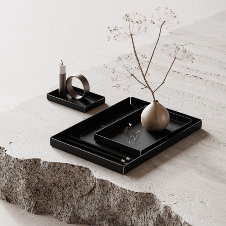 Plateau, noir (set de 3) de Nichba Design