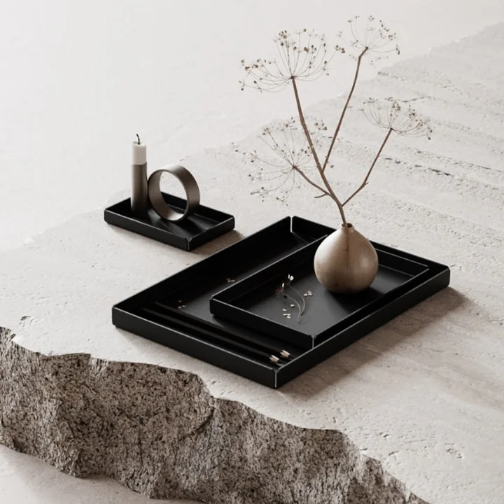 Plateau, noir (set de 3) de Nichba Design