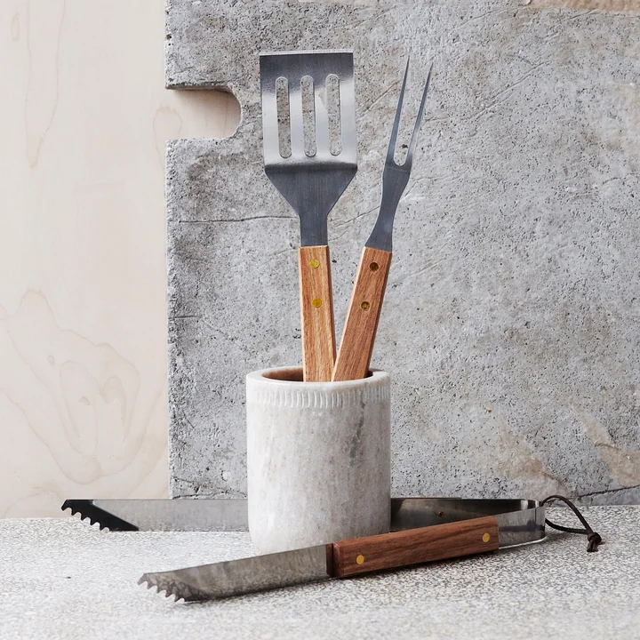 Outils BBQ, acacia naturel / acier inoxydable (set de 3) de Nicolas Vahé