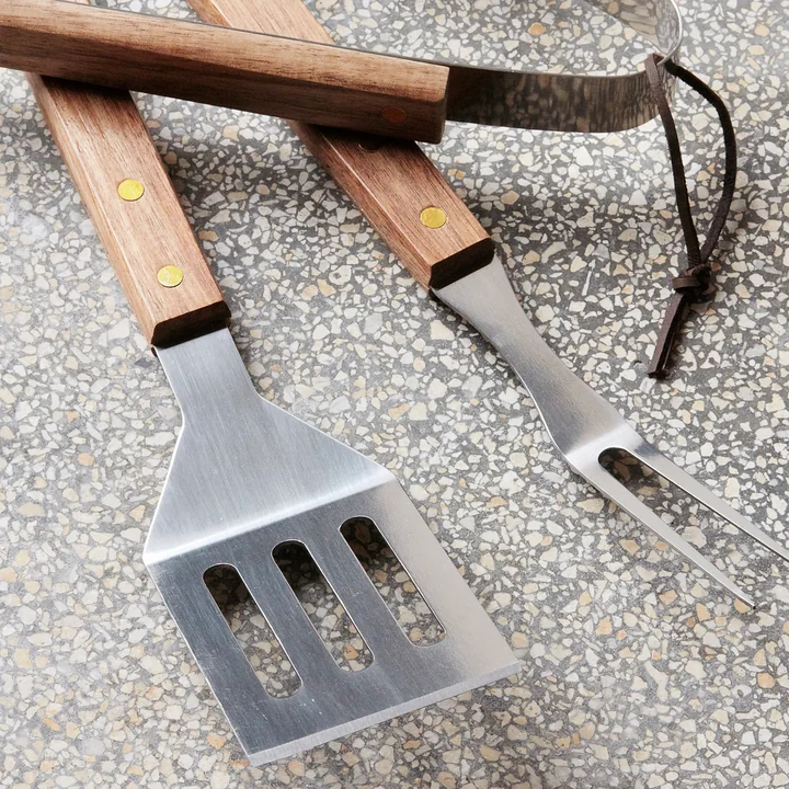 Outils BBQ, acacia naturel / acier inoxydable (set de 3) de Nicolas Vahé