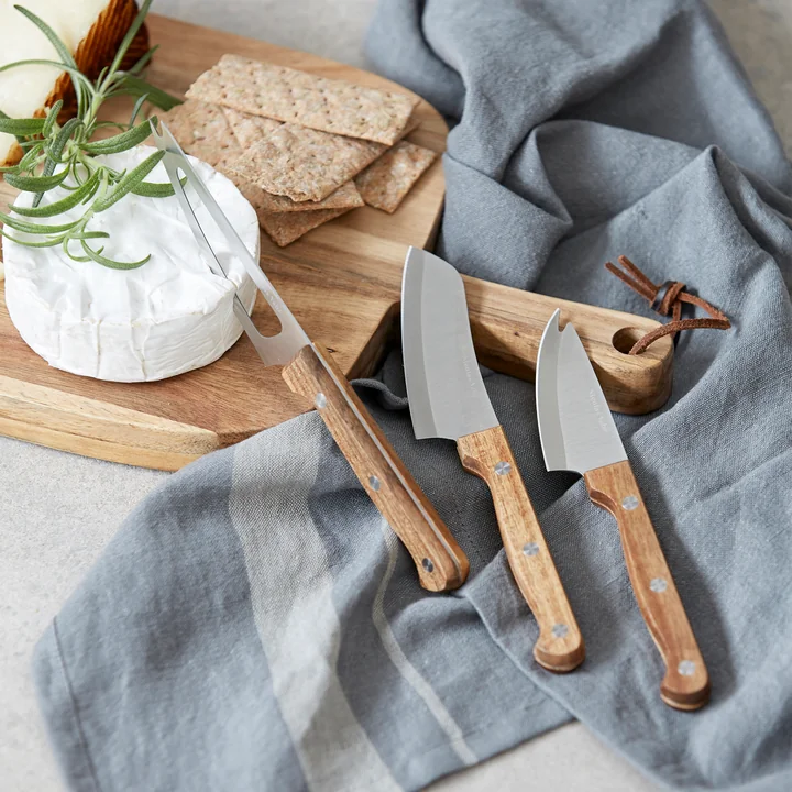 Couteau à fromage, acacia naturel / acier inoxydable (set de 3) de Nicolas Vahé