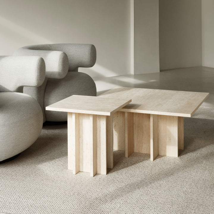 Edge Table basse, travertine de Normann Copenhagen