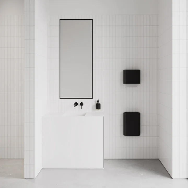 Seau à papier et distributeur de papier mural, blanc de Nichba Design