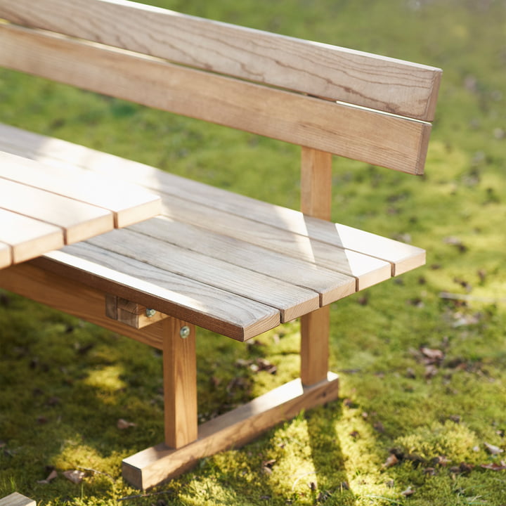 FDB Møbler - M16 Banc de jardin 56,5 x 180 cm, frêne naturel huilé