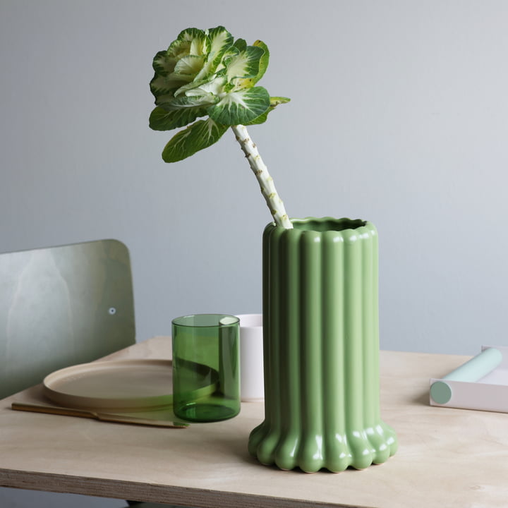 Tubular Vase, H 24 cm, green tendril de Design Letters