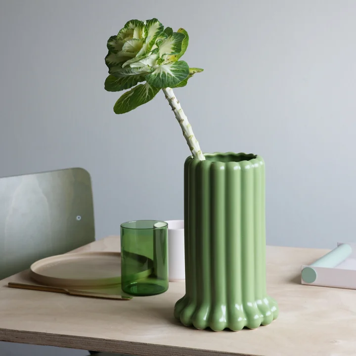 Tubular Vase, H 24 cm, green tendril de Design Letters