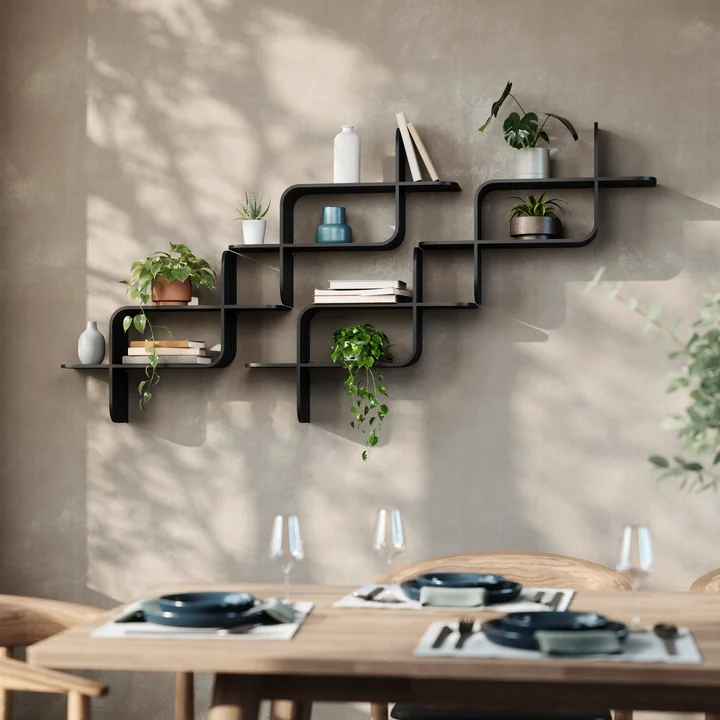 Montage Etagère flottante, bois d'hévéa noir de Umbra