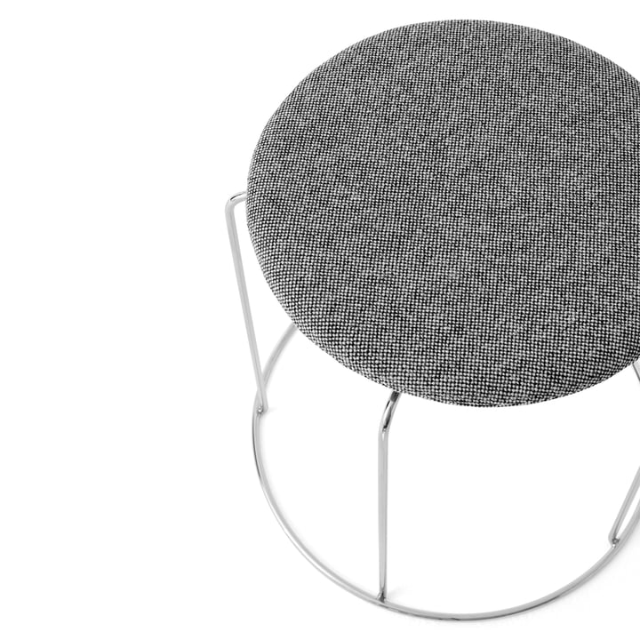 Wire Tabouret avec assise VP11, acier inoxydable / gris (Kvadrat Hallingdal 126) de & Tradition