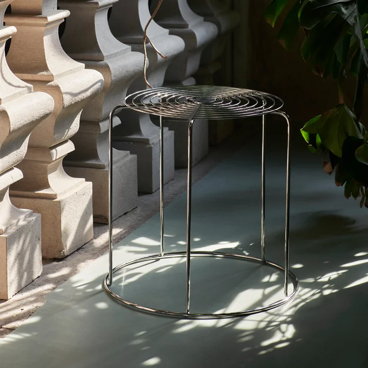 Wire Tabouret avec assise VP11, acier inoxydable de & Tradition