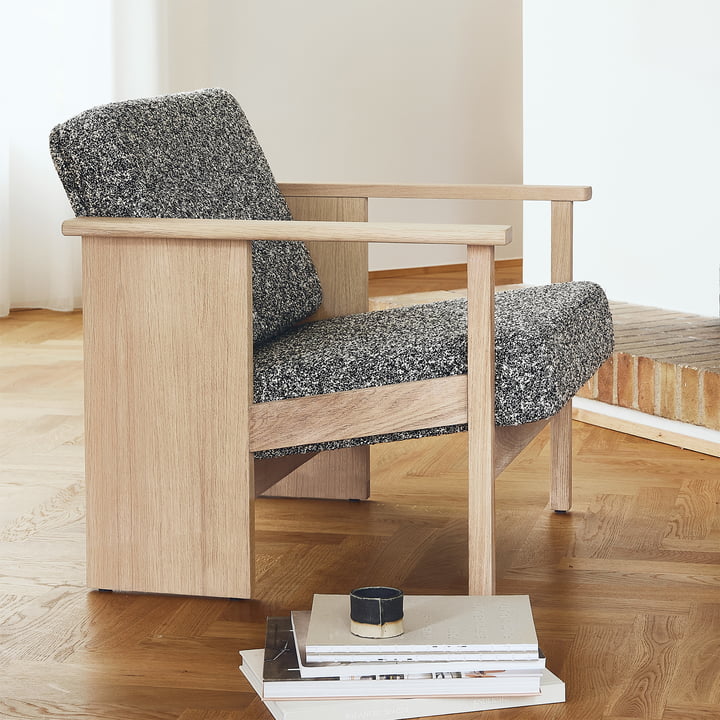 Block Fauteuil lounge, chêne huilé / noir-blanc 0004 (Zero) de Form & Refine