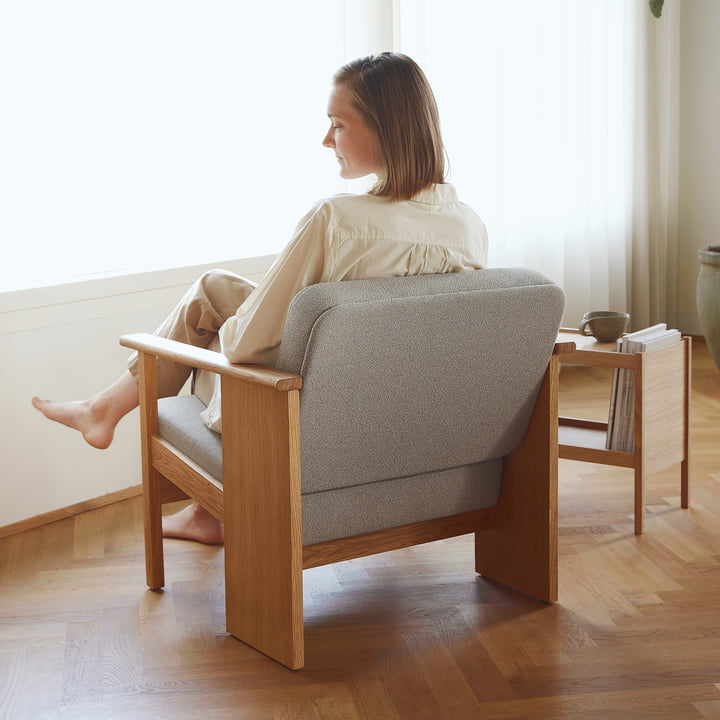 Block Fauteuil lounge, chêne / gris (Gabriel Grain) de Form & Refine
