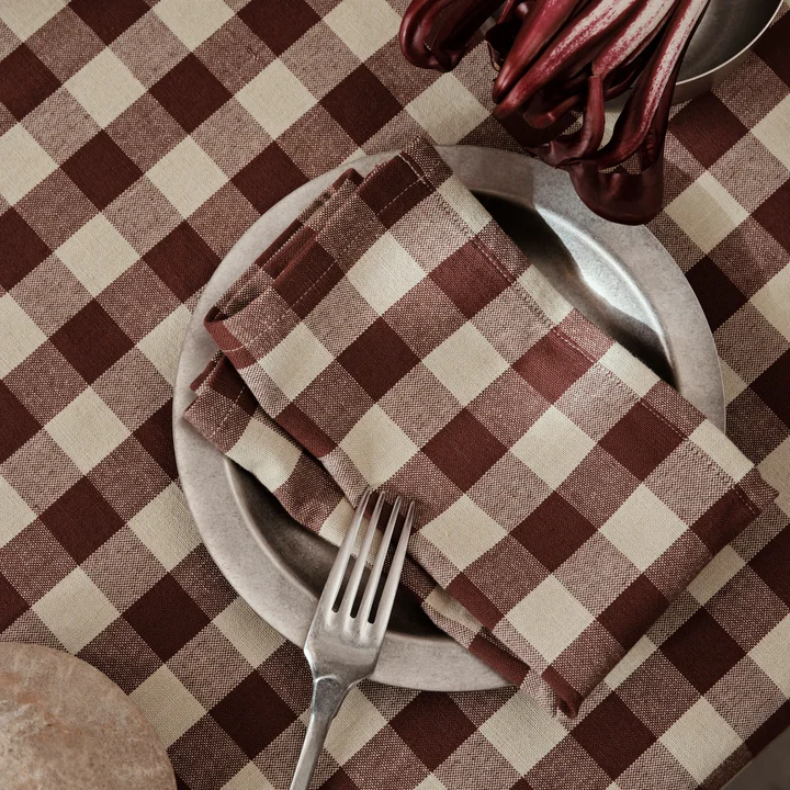 Bothy Check Serviette de table (set de 4), cannelle/gris-vert de Ferm Living