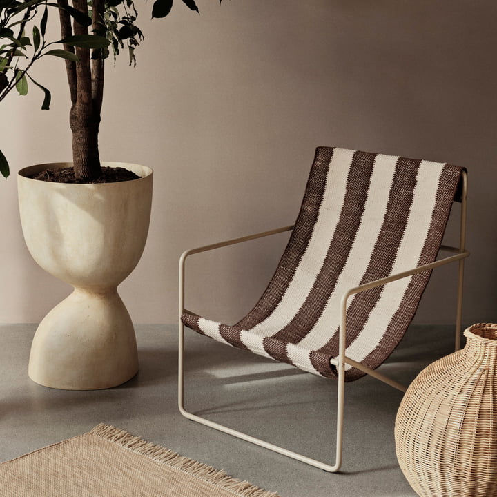 Desert Lounge Chair, cashmere / blanc cassé, chocolat de ferm Living