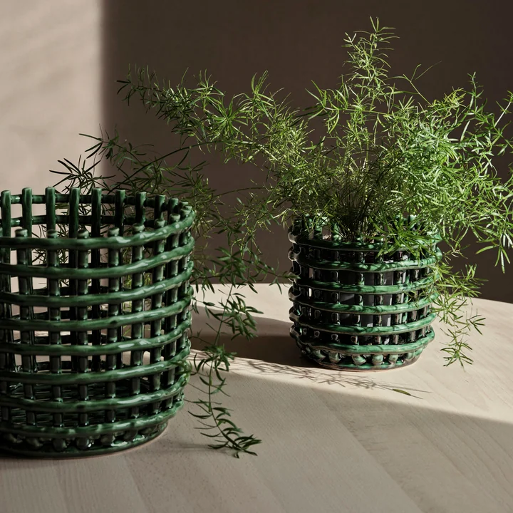 Paniers en céramique, emerald green de Ferm Living