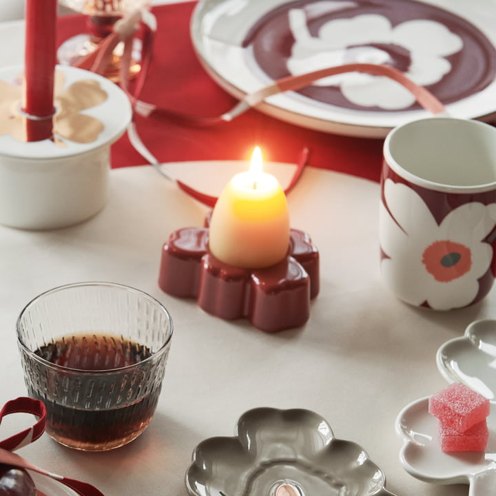 Unikko Porte-bougies à réchaud, reddish brown de Marimekko