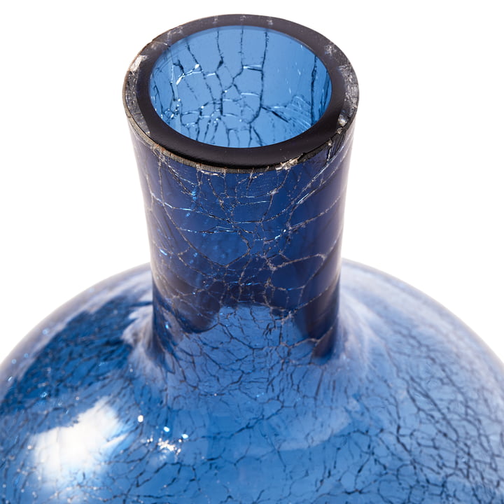 Pols Potten - Crackled Glass Ball Body Vase S, bleu foncé