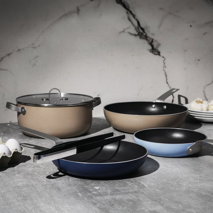 Alessi - Tama Set de casseroles, gris / bleu (6 pièces)