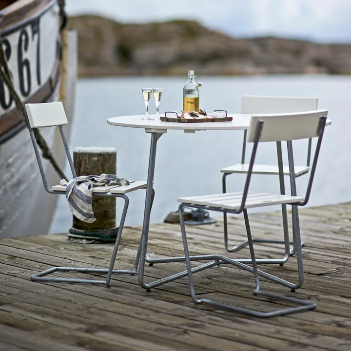 1 chaise de jardin, chêne laqué blanc de Grythyttan