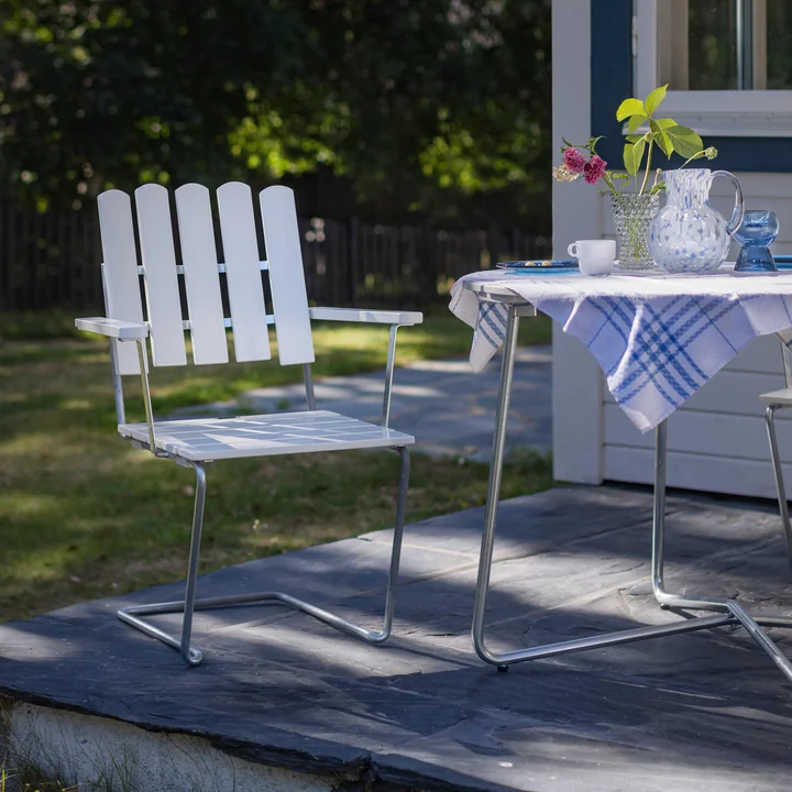 A2 - Fauteuil de jardin, Chêne blanc laqué de Grythyttan