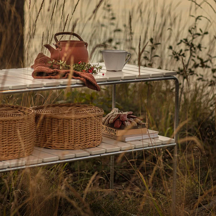 Grythyttan - L105 Table d'appoint de jardin, Chêne blanc laqué