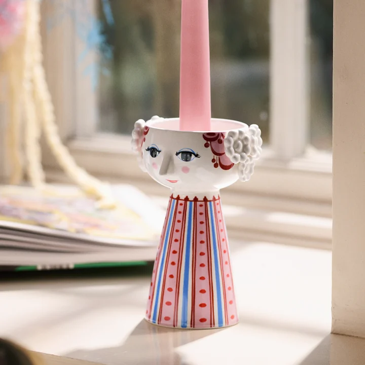 Bjørn Wiinblad - Eva Bougeoir, H 14 cm x Ø 9 cm, rouge poussière