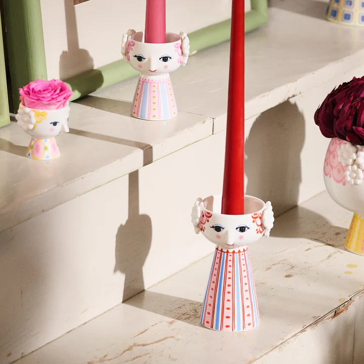 Bjørn Wiinblad - Eva Chandelier, rose, bougeoir, rouge poussiéreux