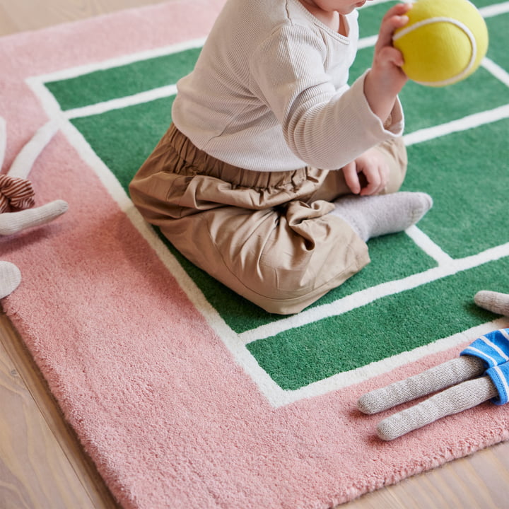 Tapis de tennis, 88 x 150 cm, vert / rose de OYOY Mini