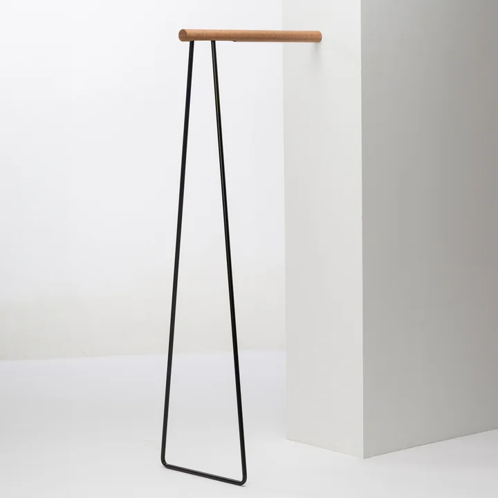 Lind DNA - Clothes Rack Wall Portemanteau, acier noir / chêne naturel