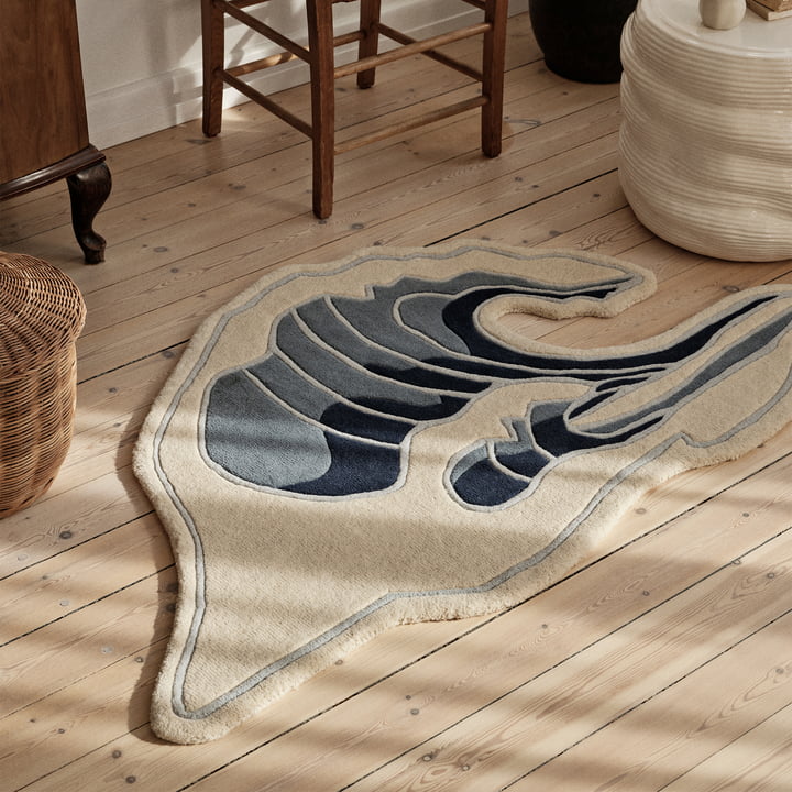 Wave tapis, 85 x 160 cm, bleu de Broste Copenhagen