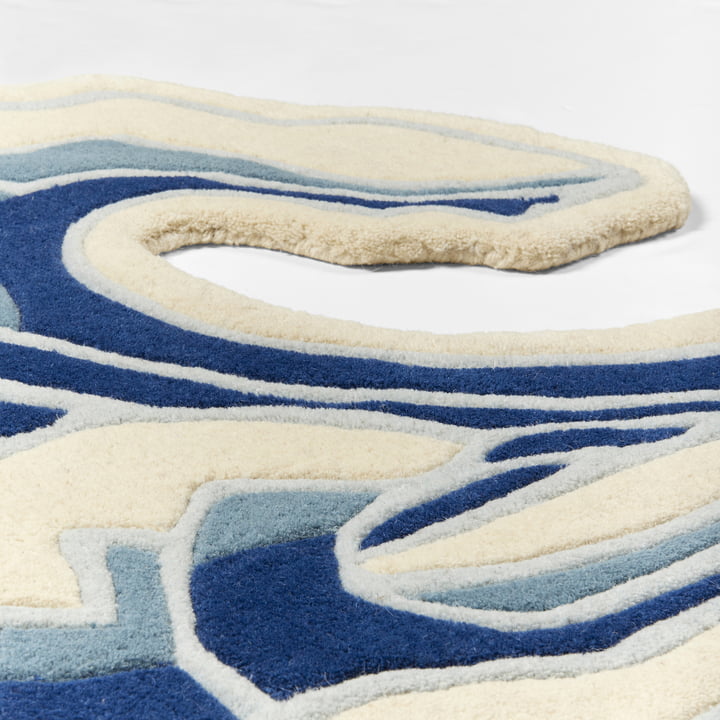 Wave tapis, 85 x 160 cm, bleu de Broste Copenhagen