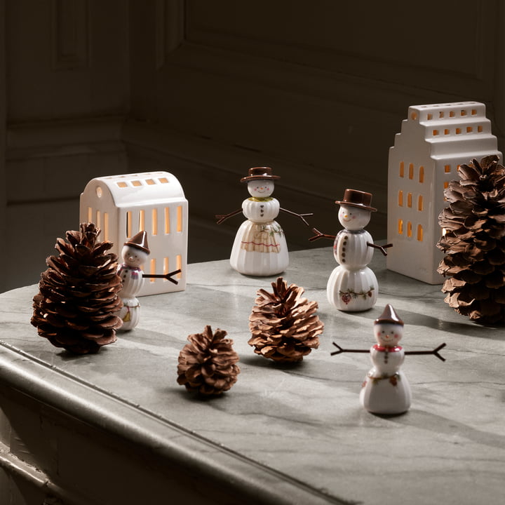 Hammershøi Christmas 2024, Femme et bonhomme de neige, blanc de Kähler Design