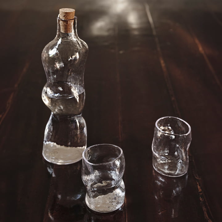 ferm Living - Dimple Carafe et verre à boire, clair